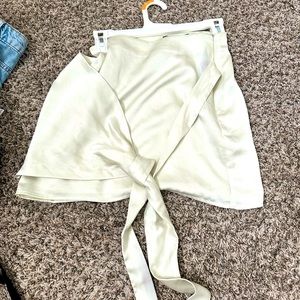 Green silk mini skirt